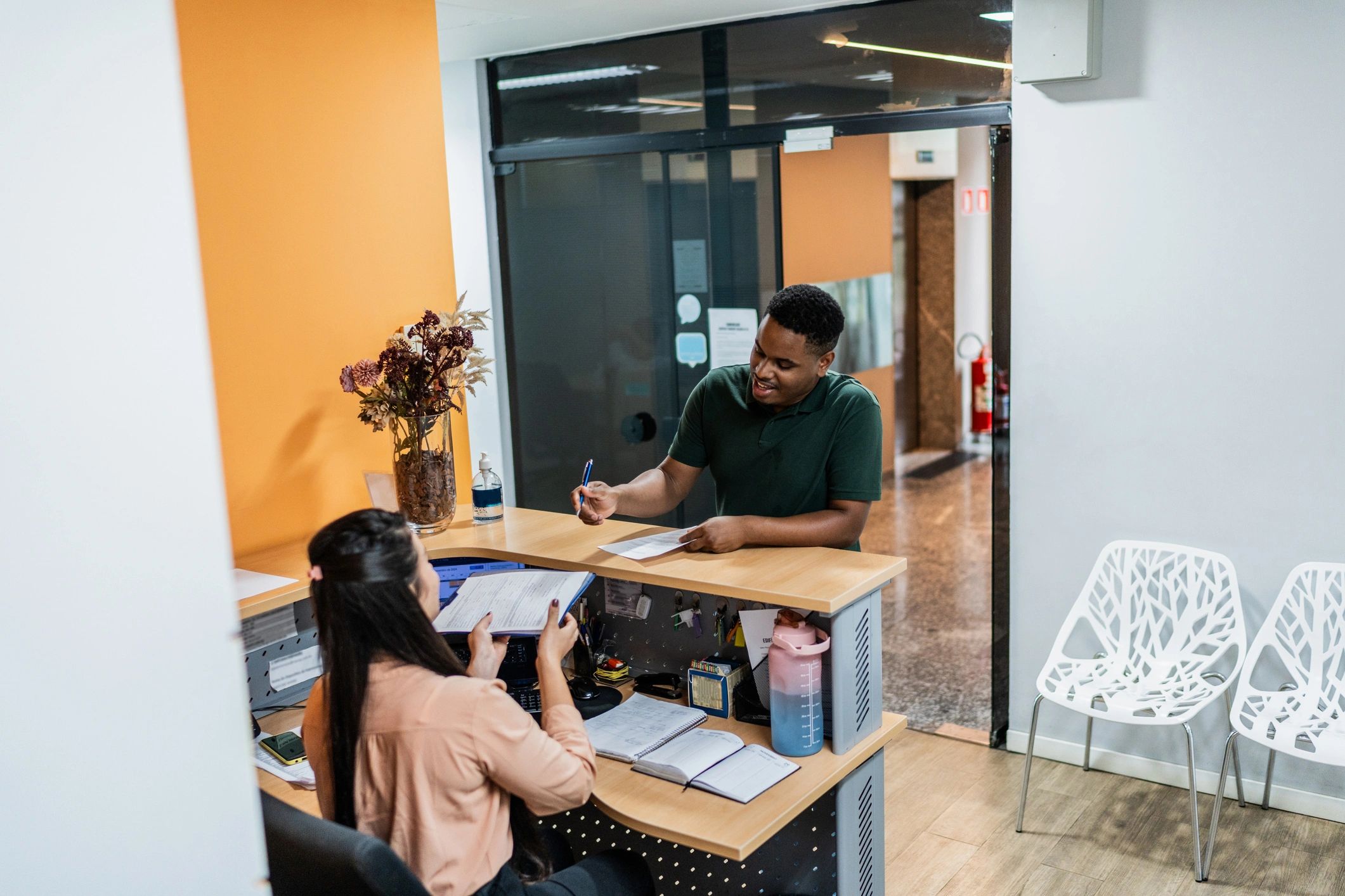 Office reception desk where documents are submitted